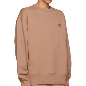 Acne Tan Crewneck Sweater with Ribbed Cuffs